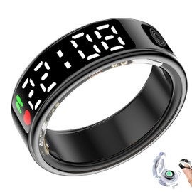 Black Smart Ring for Men Women,Health Ring with Display Screen & Touch Button, Bluetooth Connection,IP68, Fitness Ring Tracks Heart Rate/Sleep/Steps/Sports Activities/Blood Oxygen (Black, 9)