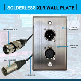 DIYTECH Premium XLR Wall Plate, Solderless, No Solder, Audio Wall Plate, for Pro Audio Installation (M2F & F2M 2-Port)