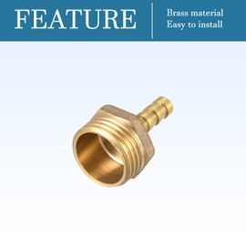 QUARKZMAN 6 mm Barb to G1/2 Male Thread Pipe x 5 Pieces Straight Brass Barb Hose Fitting for Air Water Fuel Pneumatic Hose, Gold