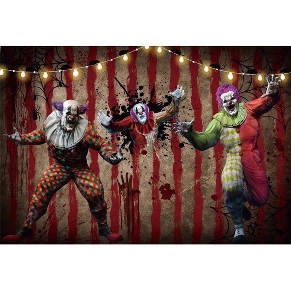 Renaiss 10x7ft Halloween Evil Clown Backdrop Horror Circus Scary Carnival