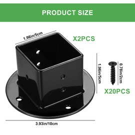 Post Holder, Pack of 2 Screw-On Sleeves, 50 x 50 mm Deck Post Base, Post Base Post Brackets for Square Wooden Posts, Letterbox, Railing, Wooden Floor, Post Holder (Tip B)