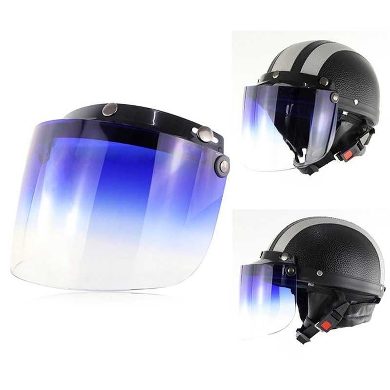 Universal Windproof 3 Snap Motorcycle Helmet Visor Front Flip Up