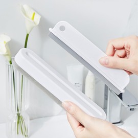 ESUOHYM 2 in 1 Countertop Squeegee and Sponge Brush Small Mini Squeegee for Kitchen Counter, Bathroom Shower Door, Glass, Sink, Mirror, Glass Table