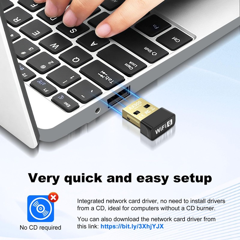 Quevati WLAN Stick Adapter with Built-in Driver, USB WiFi Adapter