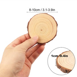 70 PCS 3-4 Inch Natural Wood Slices, Unfinished Pine Wood Circles with Barks for Coasters, DIY Crafts, Christmas Rustic Wedding Ornaments and Centerpieces,by GNIEMCKIN.