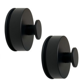 YYMKJ Heavy Duty Suction Cup Hooks (2-Pack) - No Damage Shower & Bathroom Hooks for Towels, Robes - Strong Hold on Tile, Glass, Mirror, Kitchen Wall - Black