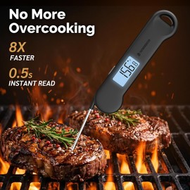 0.5 Sec Instant Read Grill Meat Thermometer Digital Food Cooking BBQ, Black