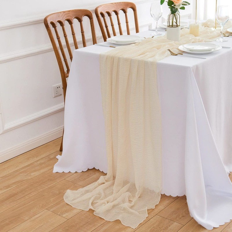 Aoksunova Muslin Wedding Table Runner, Beige, 4 m x 80