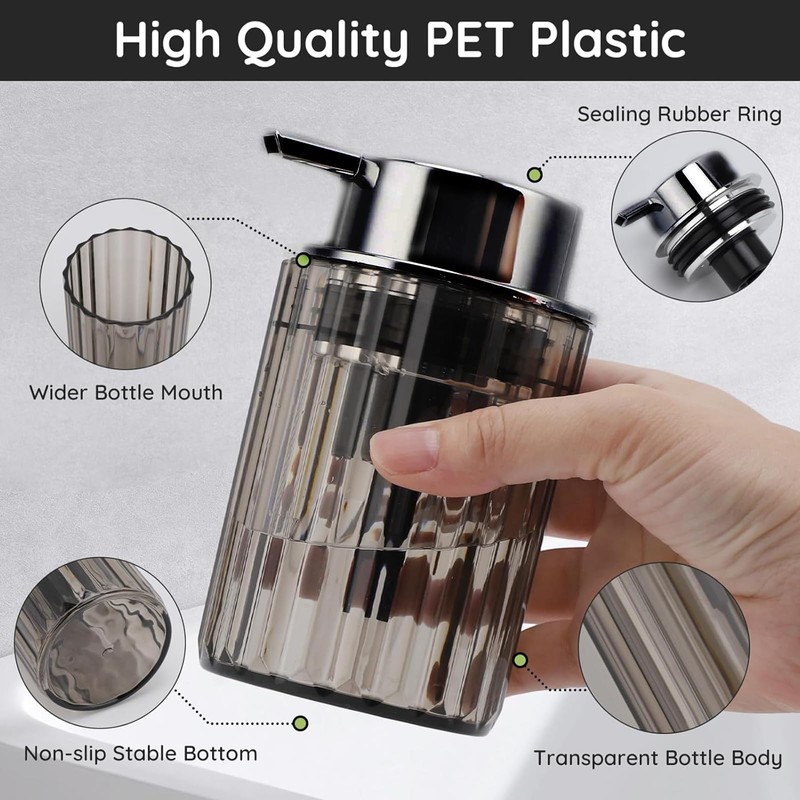 Tavvke 2 Pack Foaming Soap Dispenser Set, Refillable Plastic Hand