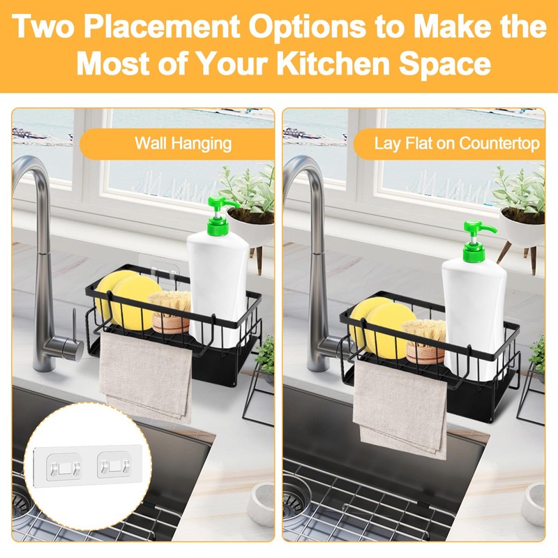 TNOMSNO Sink Organiser, Sink Organiser with Drip Tray, Kitchen Organiser