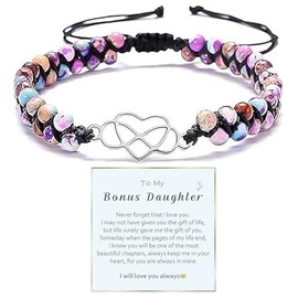 BTZY To My Granddaughter/Daughter/Mom Infinity Forever Love Heart Bracelet,Adjustable Natural Emperor Jasper Stone Beaded Wrap Bracelet Duoble Layer for Mind Peace,Bracelet for Women