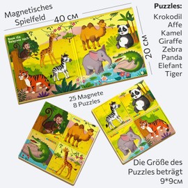 MAGNIKON UD112 First Puzzles Animals in Africa and Asia with 25 Pieces, Puzzle from 2 Years, Children's Activity, Games for On the Go, Magnetic Toy, Travel Games Children from 3, My First Games