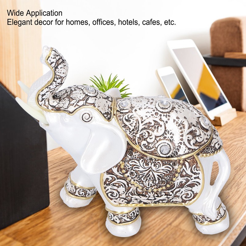 Resin Elephant Feng Shui Statue Wealth Lucky Figurine Crafts Home