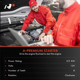 A-Premium Starter Motor Compatible with Hyundai Elantra 2017-2019, Elantra GT 2018-2019, Veloster 2013-2017 & Kia Forte Koup 2014-2017, Forte5 2014-2018, Soul 2017-2019, 1.6L, 12V 0.9KW 9T CW