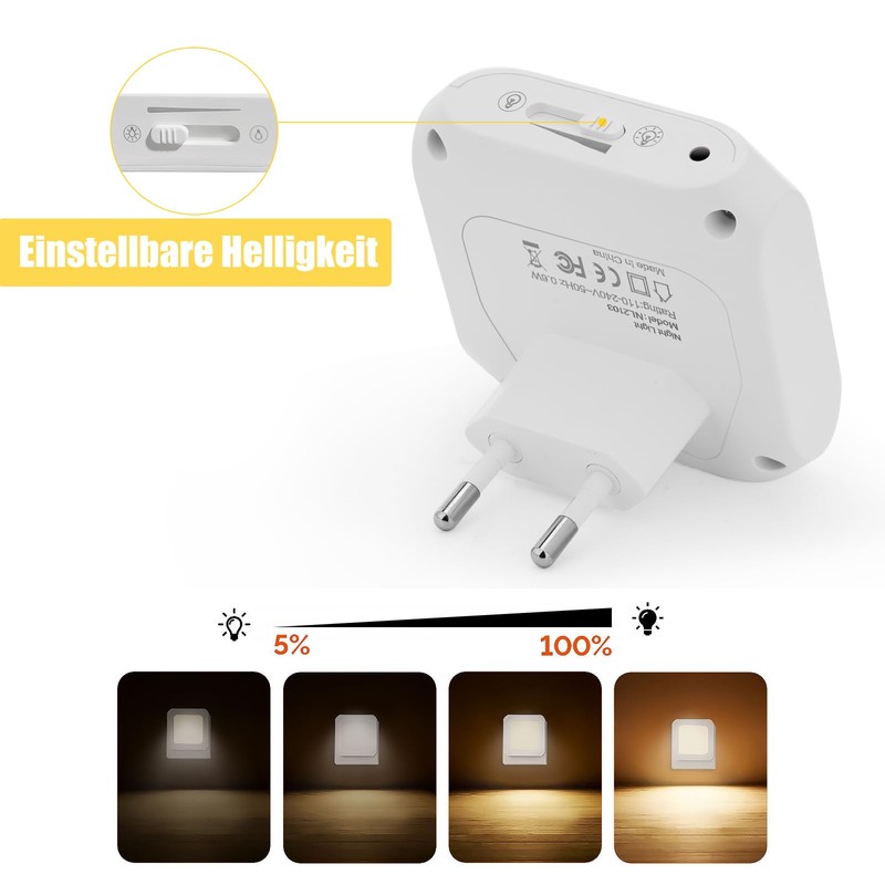 Adamyee LED Night Light Socket Children's Night Light with Motion