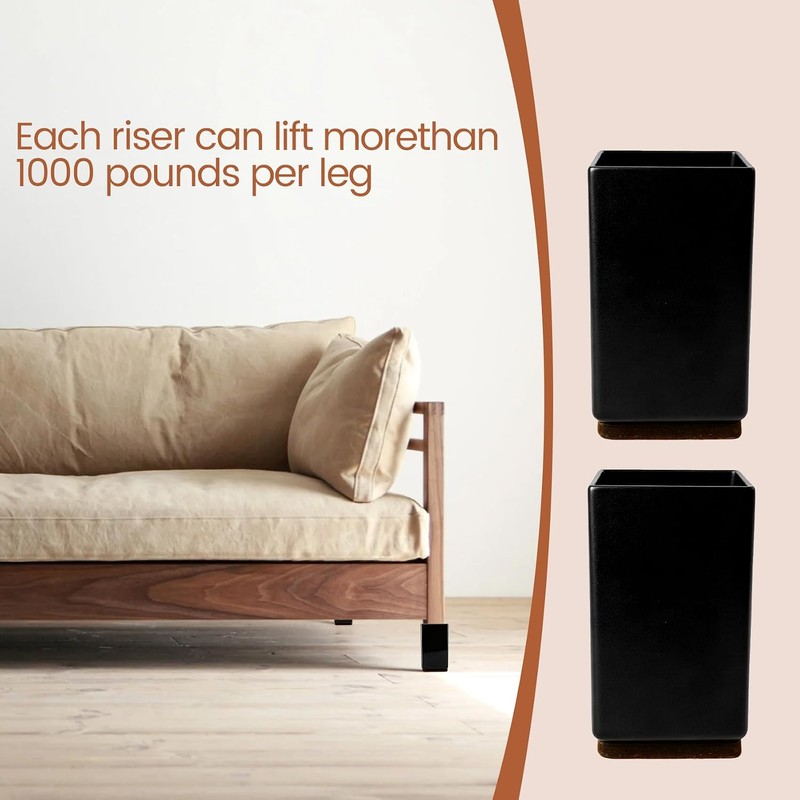 Risbay Bed Risers,2 inch Furniture Table Sofa Lift,Furniture Risers,Heavy Duty