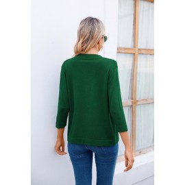 Bettysays Cardigans for Women Soft 3/4 Sleeve Open Front Short Bolero Shrugs for Dresses (X-Large,Dark Green)