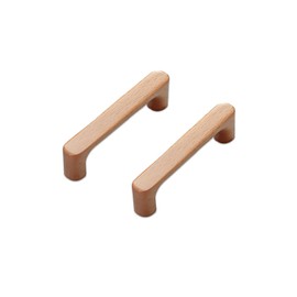 KOVNISE 2 PCS Cabinet Pulls Solid Wood Pulls Beech Original Wood Color Simple Modern Style for Cabinet Cupboard Door Drawer Dresser Drawer (96mm)