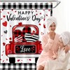 Valentines Buffalo Check Plaid Shower Curtain, Farmhouse Love Truck Shower
