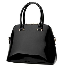 Yan Show Women's Patent Leather Totes Elegant Handbag Evening Bag Large Capacity Top Handle Purse Shell Bag Black