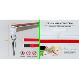 Ontrack Self Adhesive Curtain Track, Ceiling Track Set- No Drill, No Damage, Ceiling Mount, Adhesive Curtain Rod, Easy to install curtain rails (5.4FT/64.5IN)