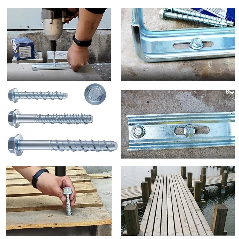 25 Pcs Concrete Self Tapping Anchor Bolt Kit(M6/M8/M10),Flange Hexagonal Head