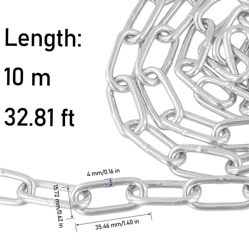 KINJOEK Stainless Steel Link Chain, 5/32 Inch x 32.8 Feet