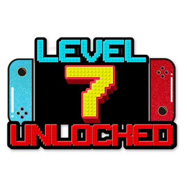 brayqu Video Game 7th Birthday Party Invitations Boy Glitter Video Game 7 Year Old Boys Birthday Shaped Invitations Fill-in Seventh Birthday Invites (20 Invitation Cards with Envelopes)