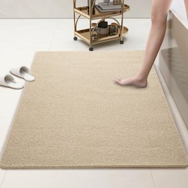 HOMBYS 47 x 32 Extra Large Shower Mat for Shower Stall Tub, Non Slip Bath Mat Bathroom Accessories, PVC Loofah Mats for Shower and Bathroom, Quick Drying, Khaki