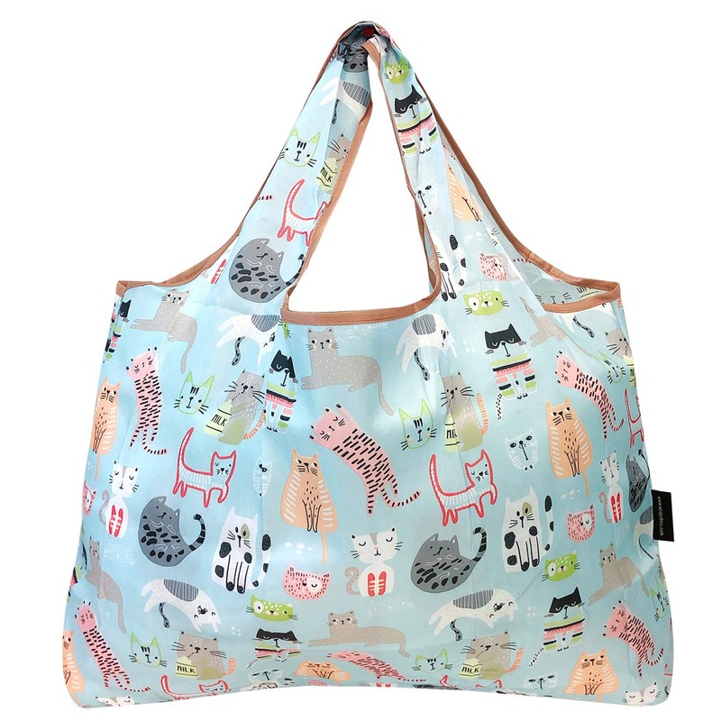 allydrew Large Foldable Tote Nylon Reusable Grocery Bags, 5 Pack,