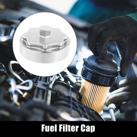 X AUTOHAUX Aluminum Fuel Filter Housing Cap Cover for Dodge for Ram 2500 3500 4500 5500 6.7L Diesel Engine 2010-2020 Silver Tone
