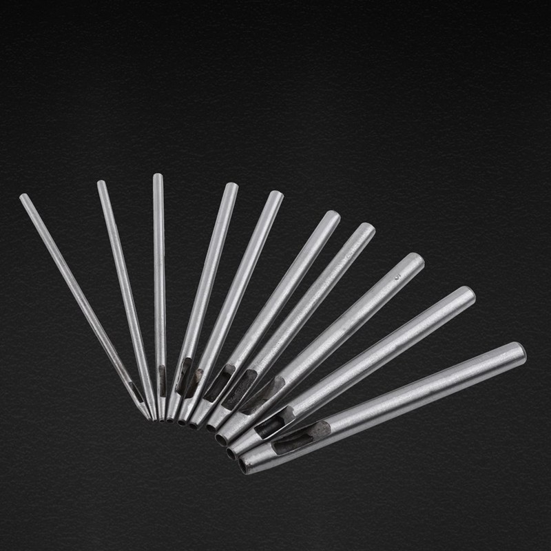 Hollow Hole Punch Hand DIY Tool, 10Pcs Round Hole Leather
