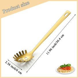 Cuchara espagueti dorada, servidor de pasta ReaNea, cuchara de pasta de acero inoxidable con dientes, tenedor de pasta de metal, tenedor de noddle Gold Accesorios de cocina, utensilios de cocina