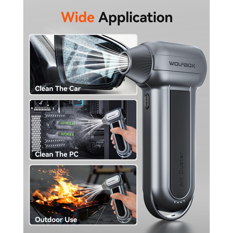 WOLFBOX MF100 Electric Air Duster-150000RPM Super Power Cordless Air Duster,
