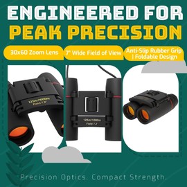 30x60 Compact Binoculars for Adults– Mini Folding Binoculars for Bird Watching, Travel, Hiking, Sightseeing & Concerts – Lightweight Product with Carry Case & Cleaning Cloth