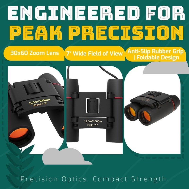 30x60 Compact Binoculars for Adults– Mini Folding Binoculars for Bird