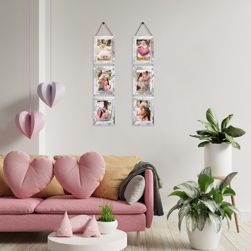 QUTREY Collage Picture Frames 4x6, 6 Openings Hanging Photo Frame