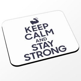 Fabulous Mauspad Keep Calm and Stay Strong Parodie Sport Krafttraining, Weiß (Maße 24 x 20 cm)