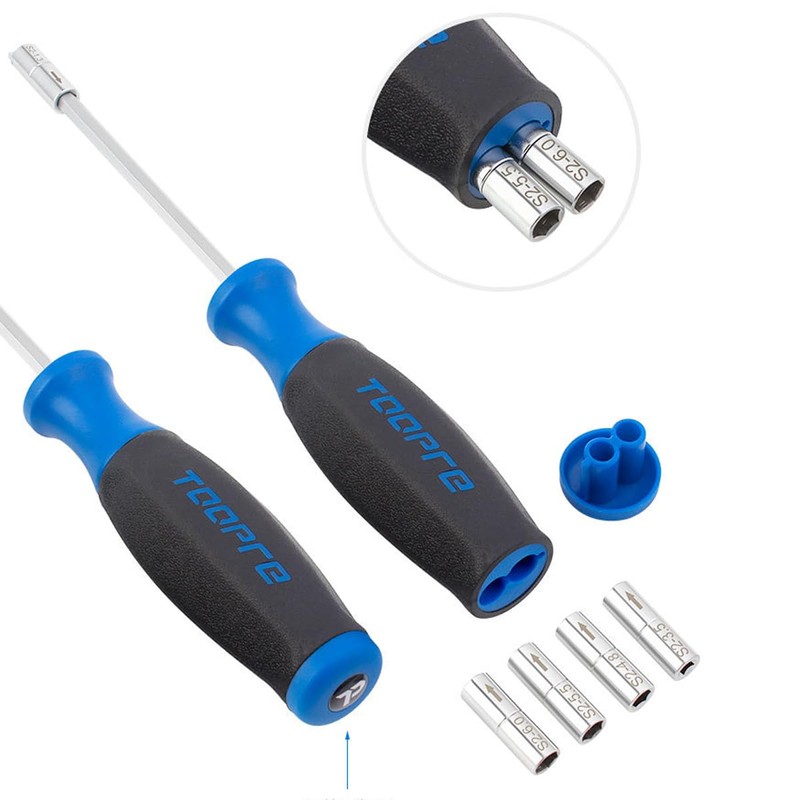 HOUSON Bicycle Spoke Nipple Wrench, 5-in-1 Multi-Function Tool with Interchangeable