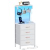 Furnulem Tall Nightstand with 4 Drawers, Night Stand with LED