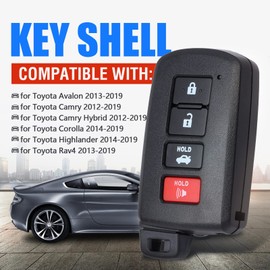 Keymall - Funda para llavero, mando a distancia para Avalon Camry Corolla Highlander Rav4 4 botones HYQ14FBA, Just a Key Shell