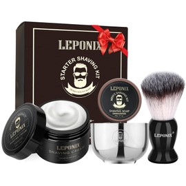 Shaving Kit for Men,Mens Shaving Kit include Sandalwood Shaving Cream, Shaving Soap, Shaving Brush, Shaving Bowl Gift Set for Men Gifts for Boyfriend