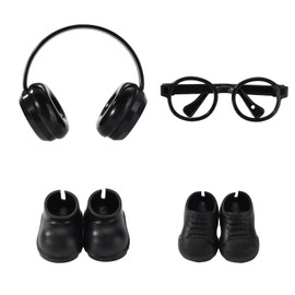 4pcs Doll Accessories Set, Cool Glasses Shoes Headphones Fashion Stylish Sunglasses Boots Clothes Accessories Outfits Decoration for 15cm/17cm Dolls Display Collectors Gift (No Dolls)