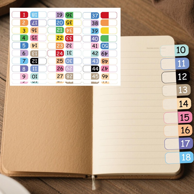 Number Index Labels Multicolor Alphabet Tabs 1-50 1-100 Tab Dividers