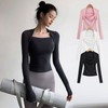 HL] Long Sleeve Square Neck Pilapo Wear Top Yoga Long Sleeve Tee Pink/S