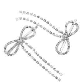 Baluue 2Pcs Bow Hair Clip Decorative Metal Clips for Thin Hair Rhinestone Accents for Daily Wear and Special Occasions Lightweight and Durable for Women