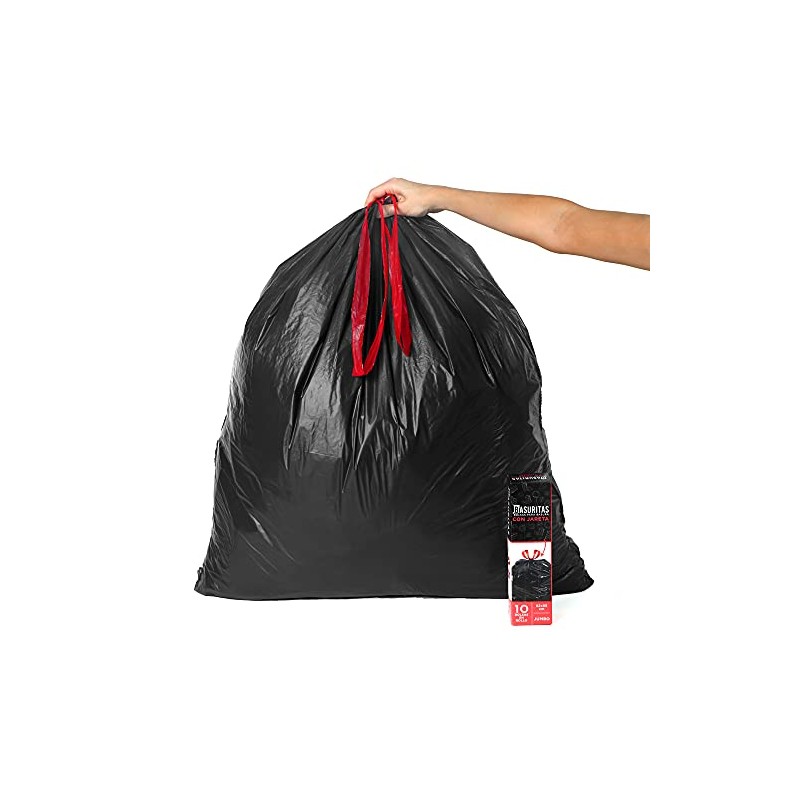 Basuritas | 50 Bolsas de Basura Jumbo con cinta de