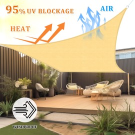Shade&Beyond Rectangular Breathable UV Block 12'x16' Sun Shade Sail Sand Outdoor Covering Cloth for Deck, Backyard (Customized Available)