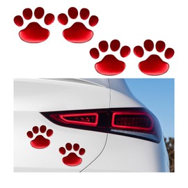 Suvnie 4 PCS Bling Dog Paw Car Decal, Crystal Rhinestone Dog Paw Print Stickers, Auto Bumper Window Laptops Decor Emblem Decal, Sparkly Exterior Car Accessories for Women Girls (Red)
