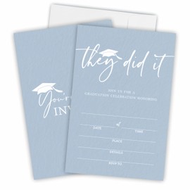 Graduation Invitations - They Did It - 20 Blue Fill In Invitations With Envelopes For Grad, Class Of 2024, High School, Invite Cards For University, College Celebration, Party Favor & Supplies(B02)